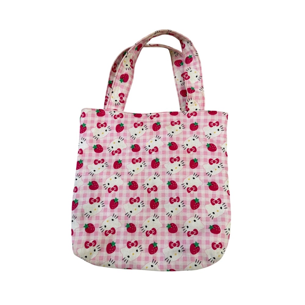 Sanrio Hello‎ Kitty Tote Bag Small Pink Gingham Strawberry Kids Kawaii Bag